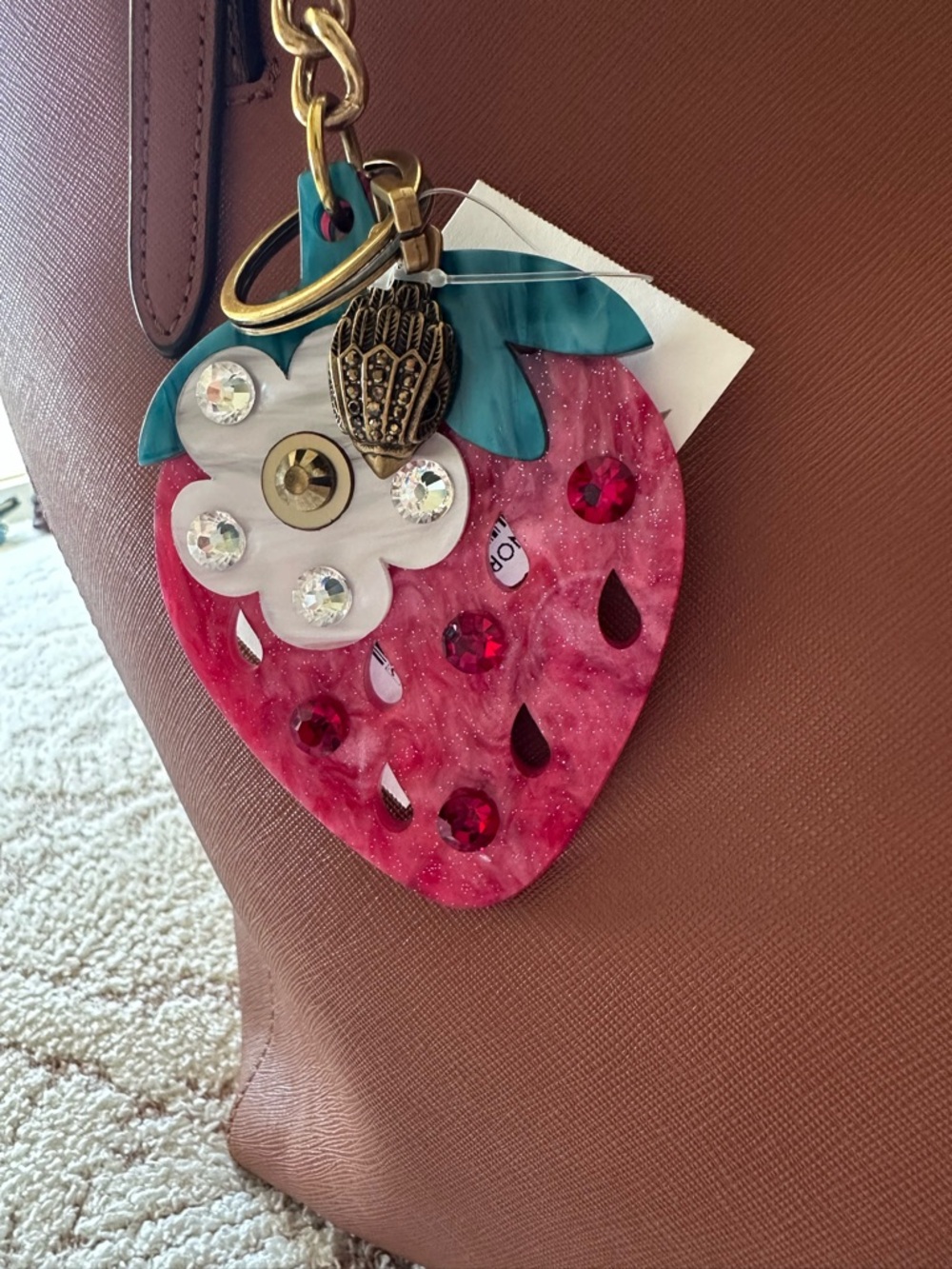 Kurt Geiger Strawberry Bag Charm 🍓 SOLD OUT Rhinestone Statement Piece